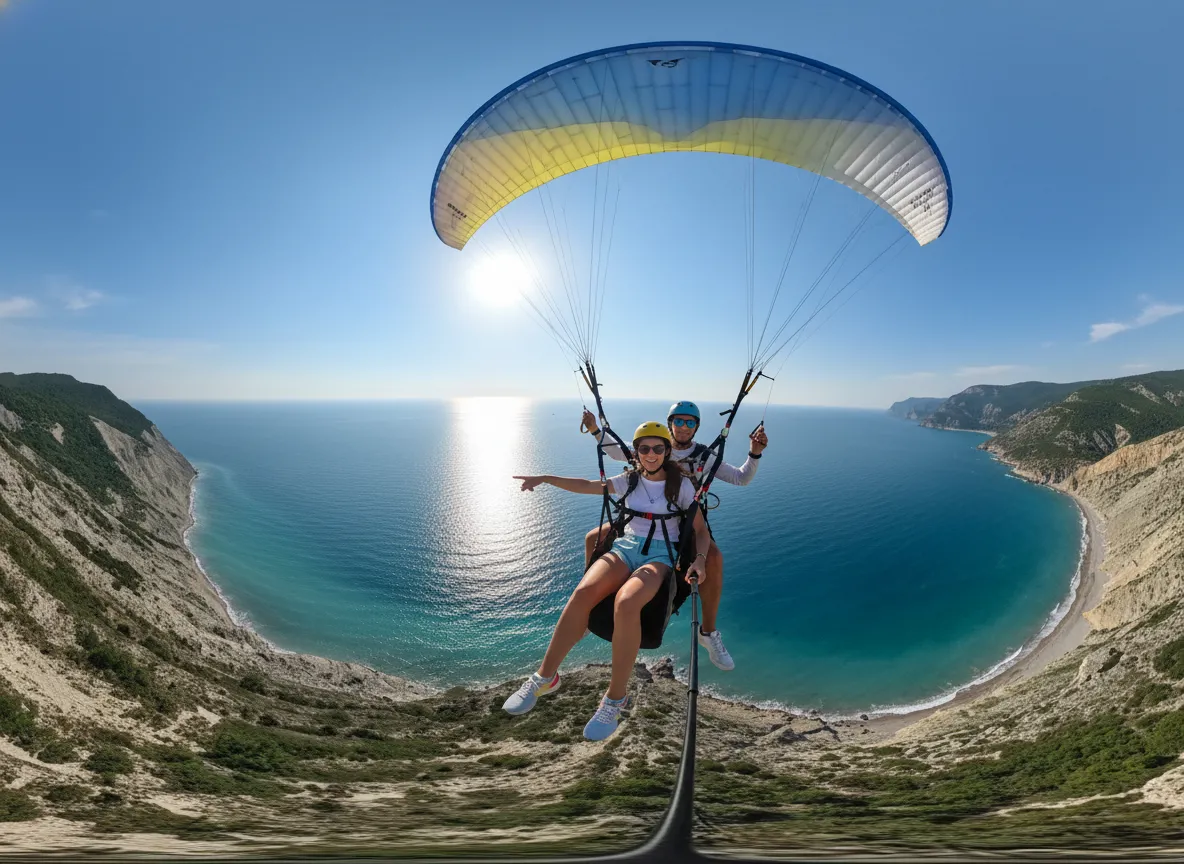Парапланеризм в Анапе: старт с Высокого берега, тандемный полет над морем